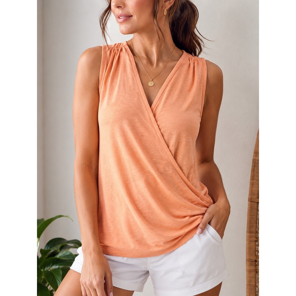 Athleta Breezy Wrap Tank Top XS Peach Sleeveless Modal Blend Lightweight - Picture 2 of 10